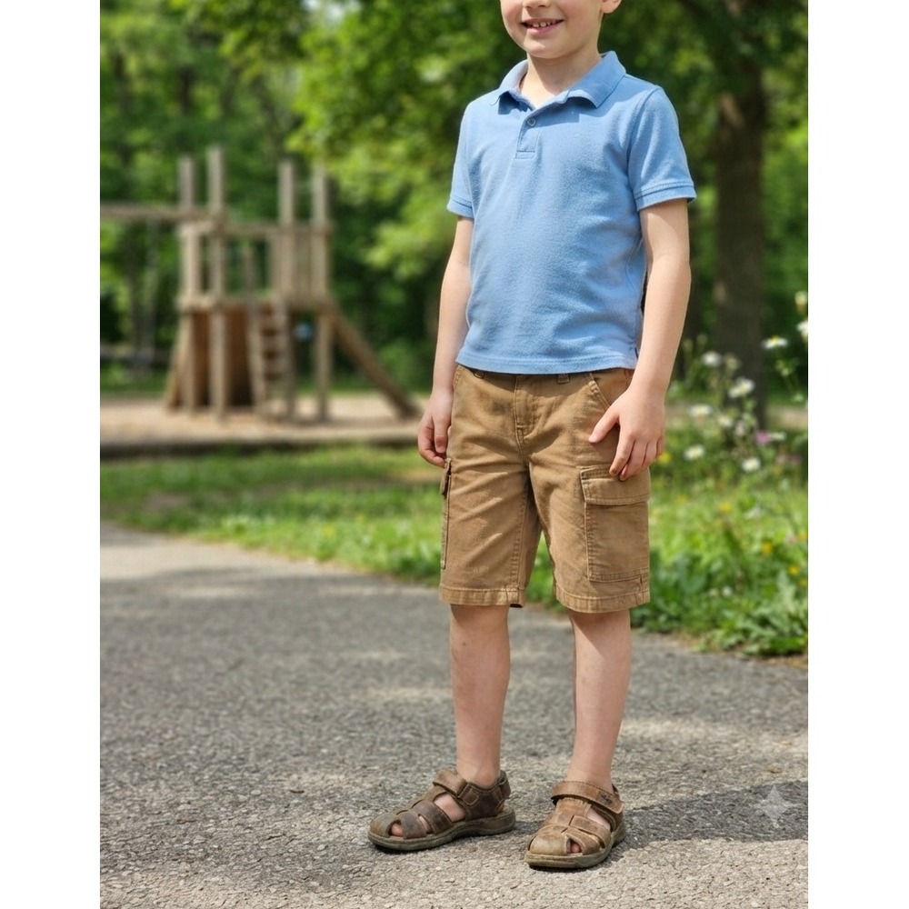 Lee Boys Khaki Tan Cargo Shorts Size 12 Cotton Blend Stretch Casual Utility